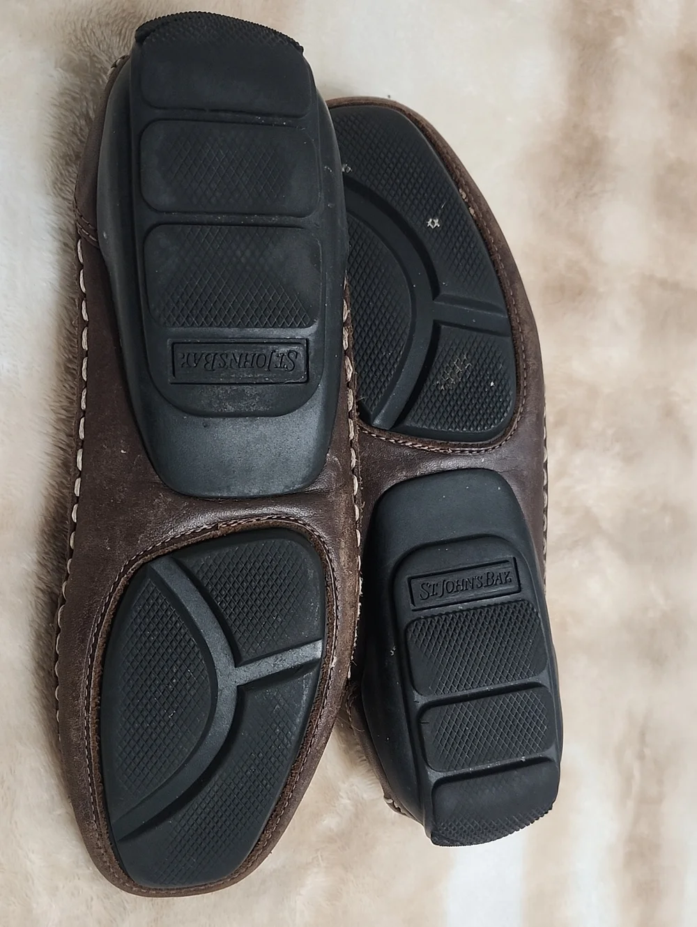St. John's Bay Women's Classic Brown Leather Slip On Loafers With Buckle